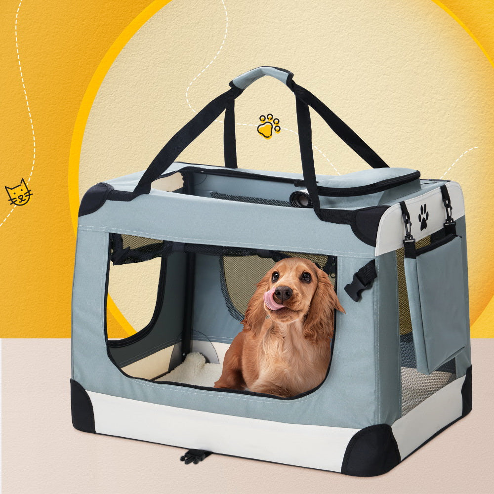 i.Pet Pet Carrier Soft Crate Dog Cat Travel 70x52CM Portable Foldable Car Large i.Pet