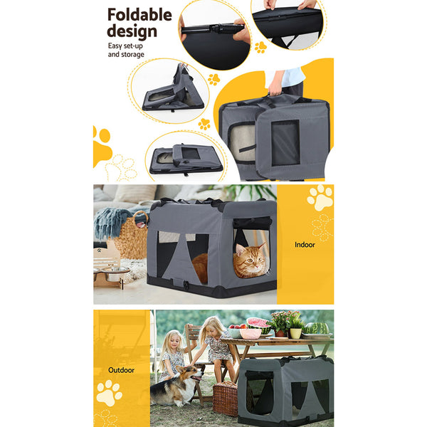 i.Pet Pet Carrier Soft Crate Dog Cat Travel 60x42CM Portable Foldable Car M i.Pet
