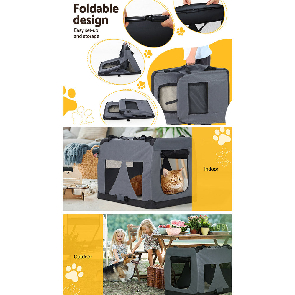 i.Pet Pet Carrier Soft Crate Dog Cat Travel 82x58CM Portable Foldable Car XL i.Pet