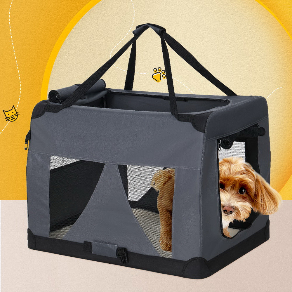 i.Pet Pet Carrier Soft Crate Dog Cat Travel 82x58CM Portable Foldable Car XL i.Pet
