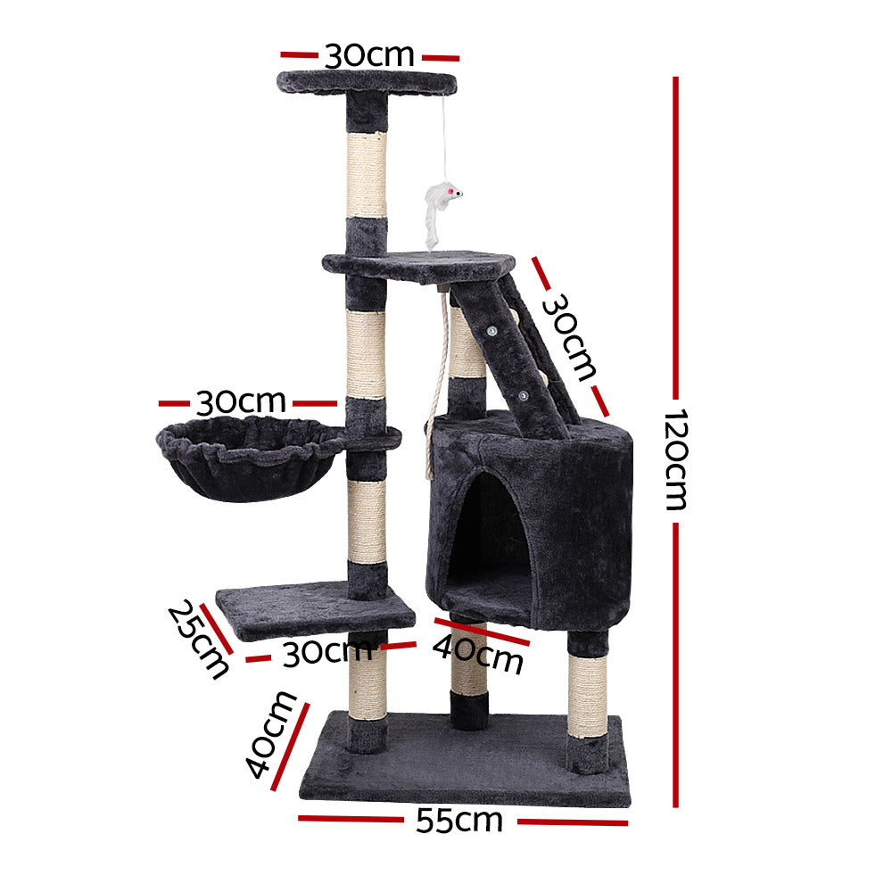 i.Pet Cat Tree 120cm Tower Scratching Post Scratcher Wood Condo House Bed Toys i.Pet