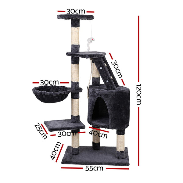 i.Pet Cat Tree 120cm Tower Scratching Post Scratcher Wood Condo House Bed Toys i.Pet