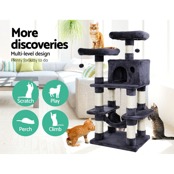 i.Pet Cat Tree 145cm Tower Scratching Post Scratcher Wood Condo House Large Bed i.Pet