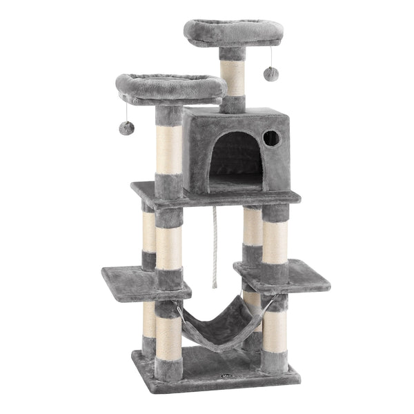 i.Pet Cat Tree 145cm Tower Scratching Post Trees Scratcher Condo House Light Grey i.Pet