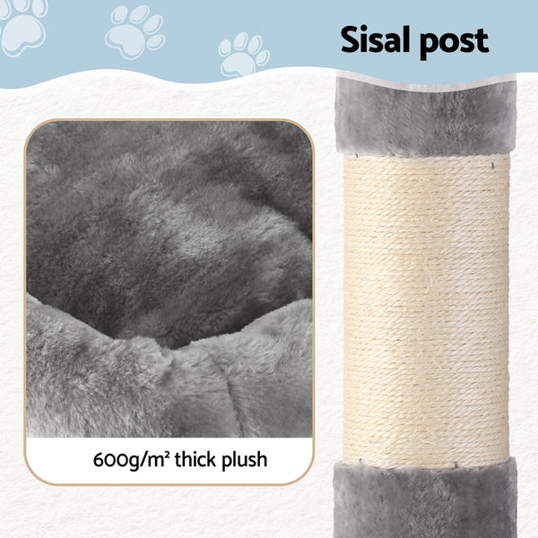 i.Pet Cat Tree 145cm Tower Scratching Post Trees Scratcher Condo House Light Grey i.Pet