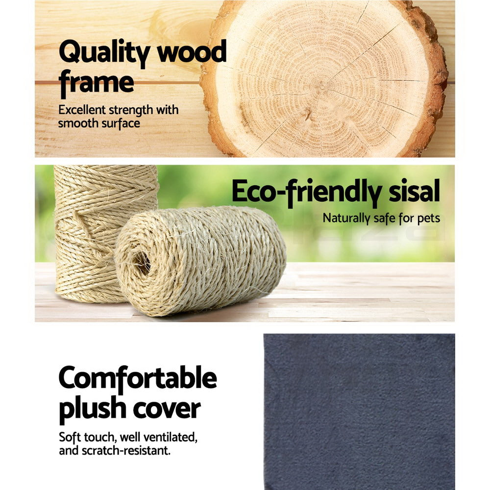 i.Pet Cat Tree 134cm Tower Scratching Post Scratcher Wood Condo House Bed Grey i.Pet