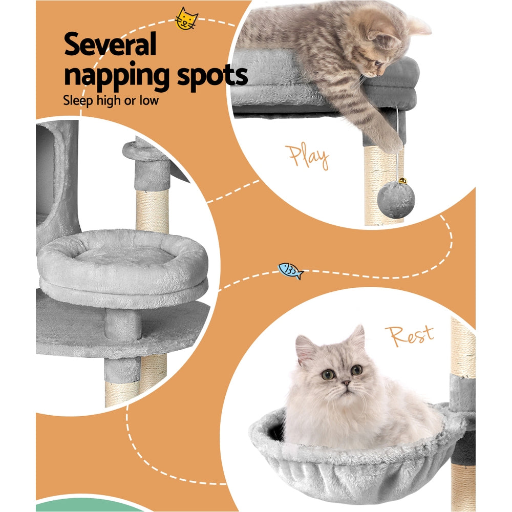 i.Pet Cat Tree 123cm Tower Scratching Post Scratcher Wood Condo House Bed Toys i.Pet