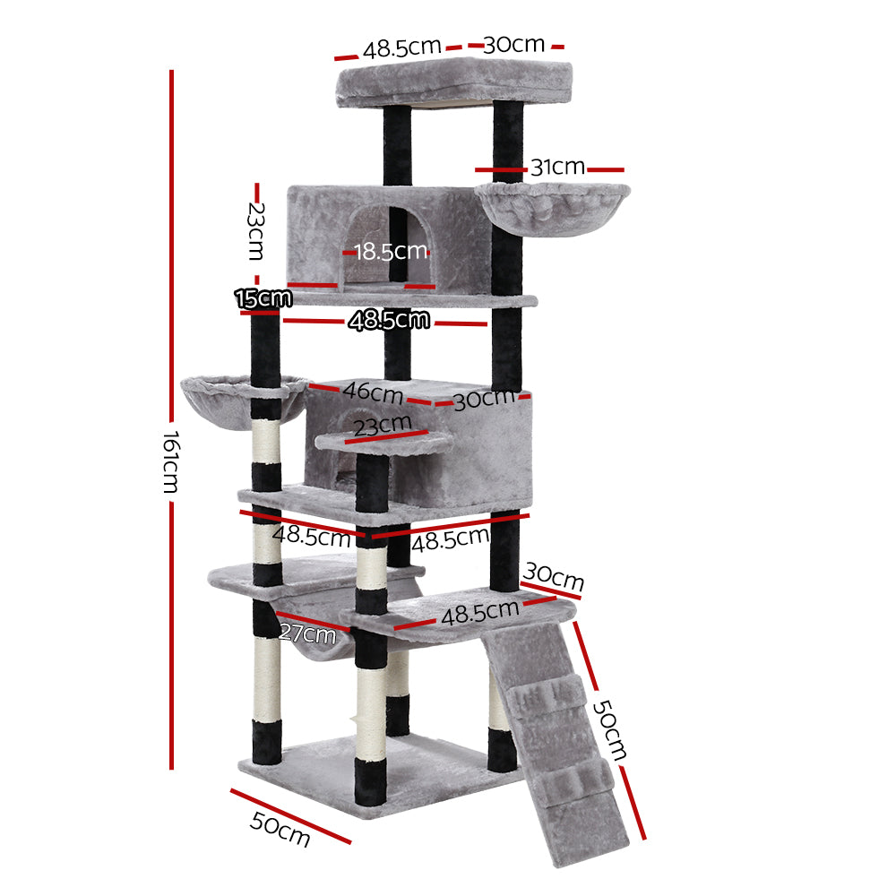 i.Pet Cat Tree 161cm Tower Scratching Post Scratcher Wood Condo House Play Bed i.Pet