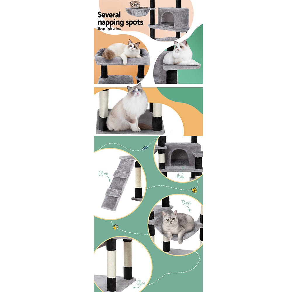 i.Pet Cat Tree 161cm Tower Scratching Post Scratcher Wood Condo House Play Bed i.Pet