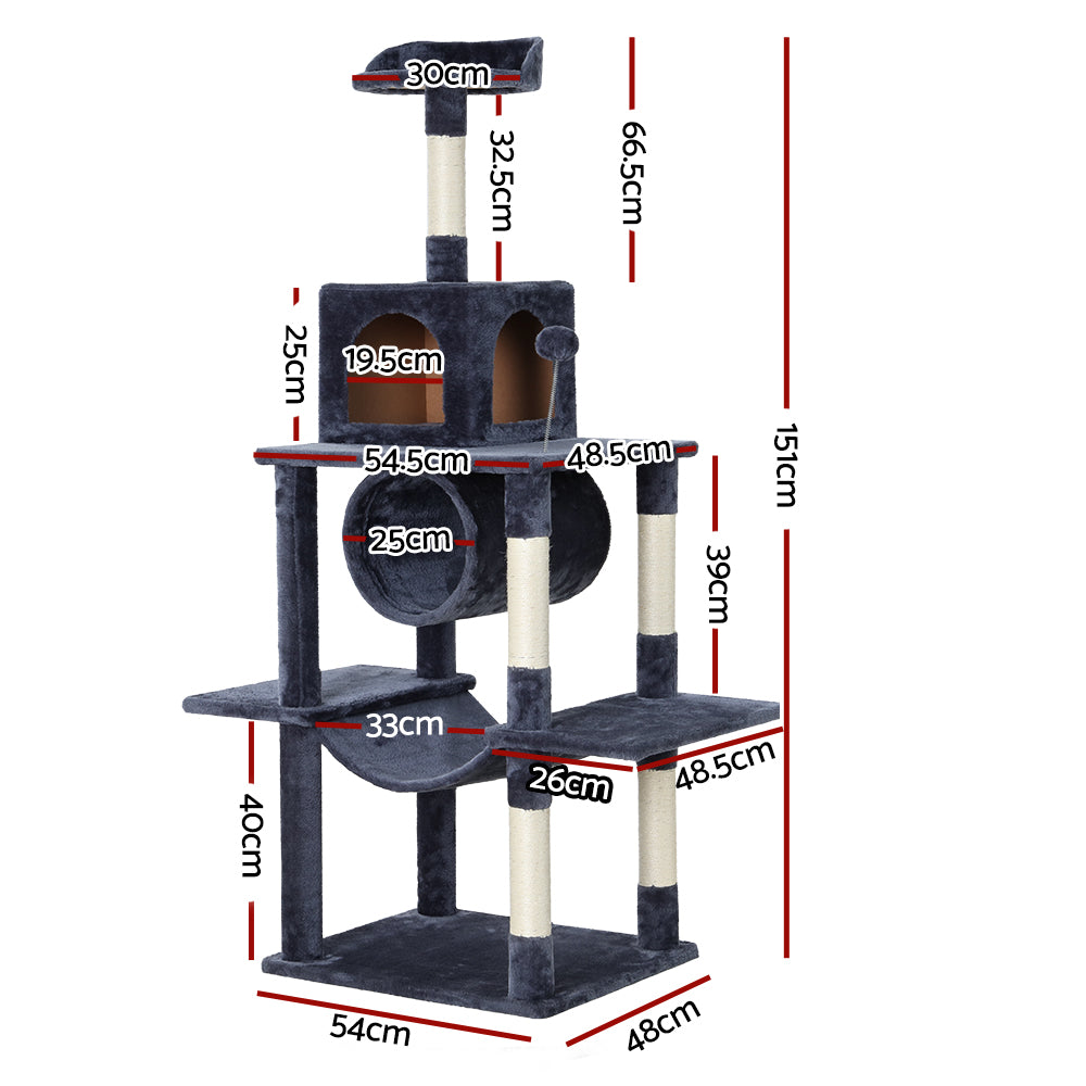 i.Pet Cat Tree 151cm Tower Scratching Post Scratcher Wood Condo House Bed Trees i.Pet