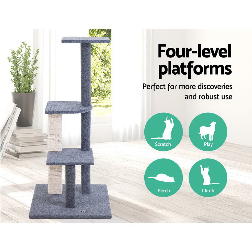 i.Pet Cat Tree 124cm Scratching Post Tower Scratcher Trees Wood Condo Board i.Pet