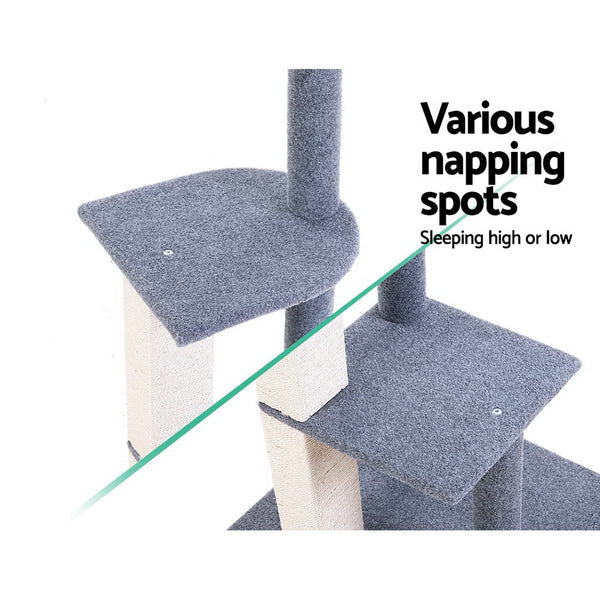 i.Pet Cat Tree 124cm Scratching Post Tower Scratcher Trees Wood Condo Board i.Pet