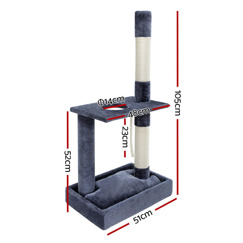 i.Pet Cat Tree 102cm Scratching Post Tower Scratcher Condo House Board Grey i.Pet