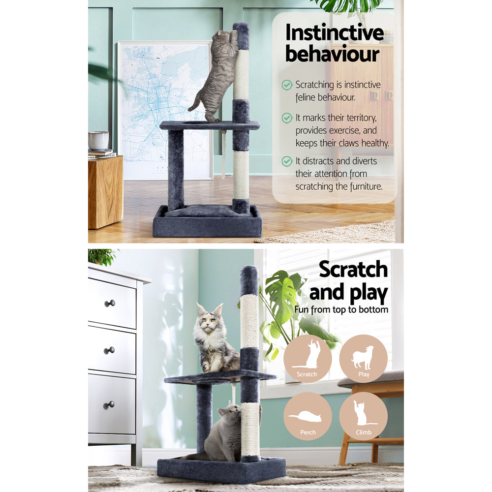 i.Pet Cat Tree 102cm Scratching Post Tower Scratcher Condo House Board Grey i.Pet