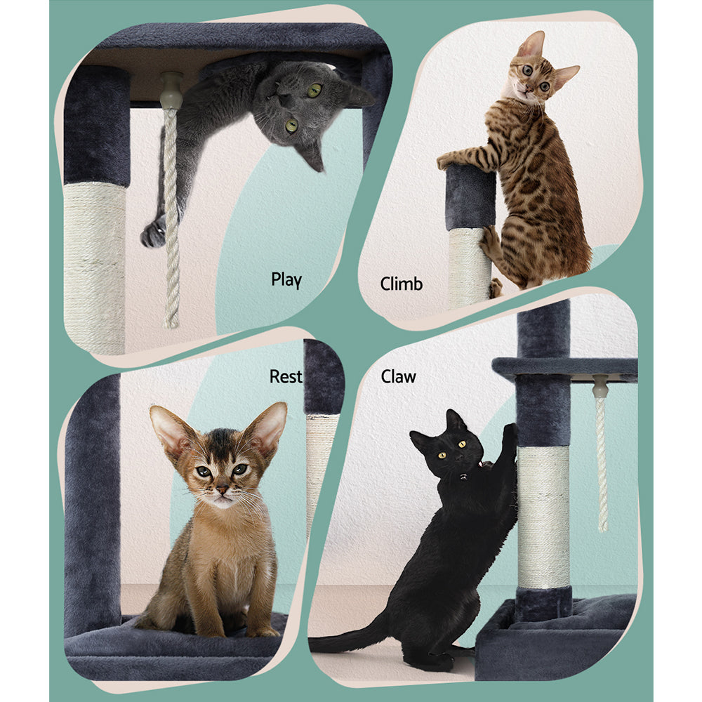i.Pet Cat Tree 102cm Scratching Post Tower Scratcher Condo House Board Grey i.Pet