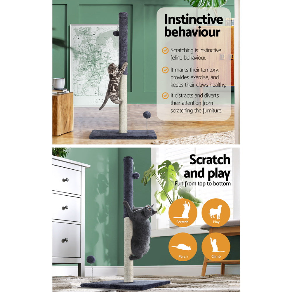 i.Pet Cat Tree 105cm Scratching Post Scratcher Tower Condo House Hanging toys Grey i.Pet