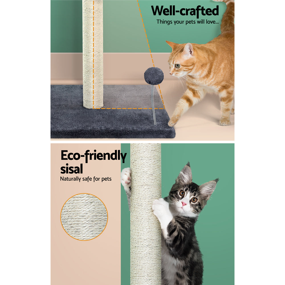 i.Pet Cat Tree 105cm Scratching Post Scratcher Tower Condo House Hanging toys Grey i.Pet