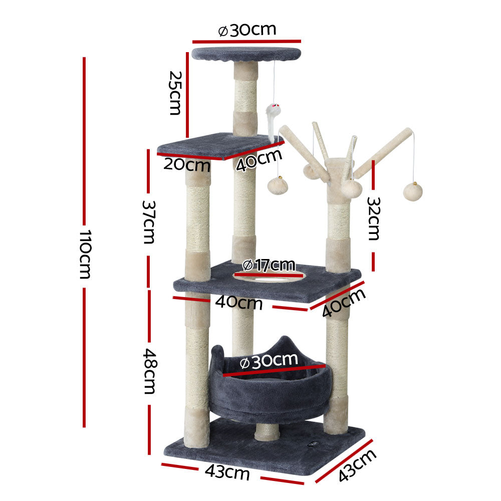 i.Pet Cat Tree 110cm Tower Scratching Post Scratcher Wood Condo House Bed Toys i.Pet
