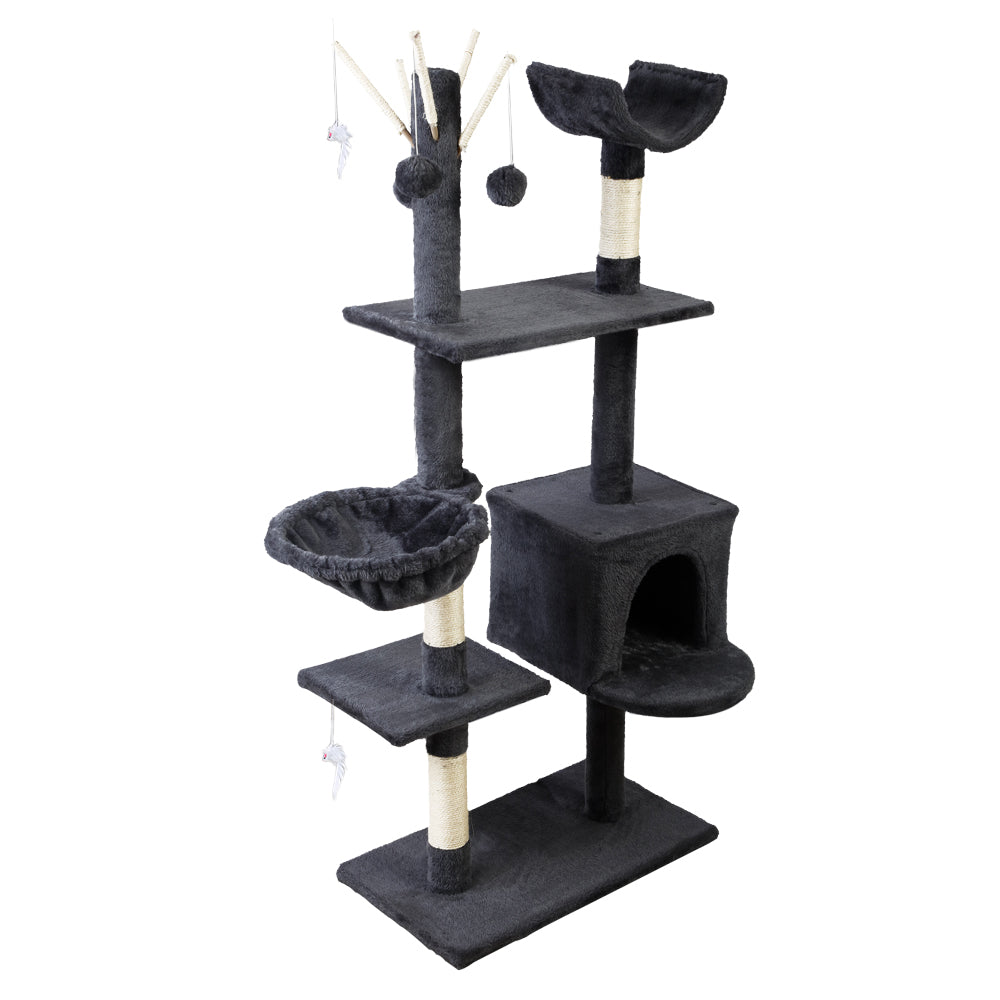 i.Pet Cat Tree 140cm Tower Scratching Post Scratcher Trees Toys Condo Bed Grey i.Pet