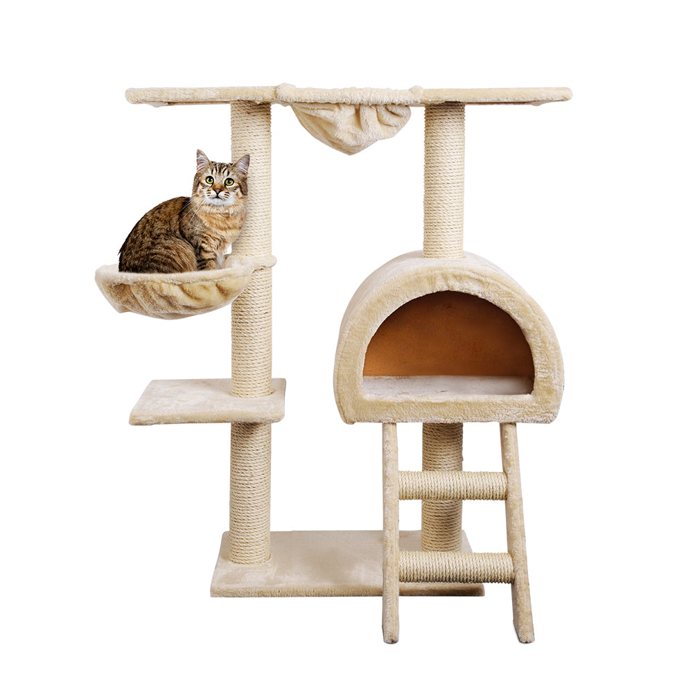 i.Pet Cat Tree 100cm Tower Scratching Post Scratcher Condo House Trees Bed Beige i.Pet