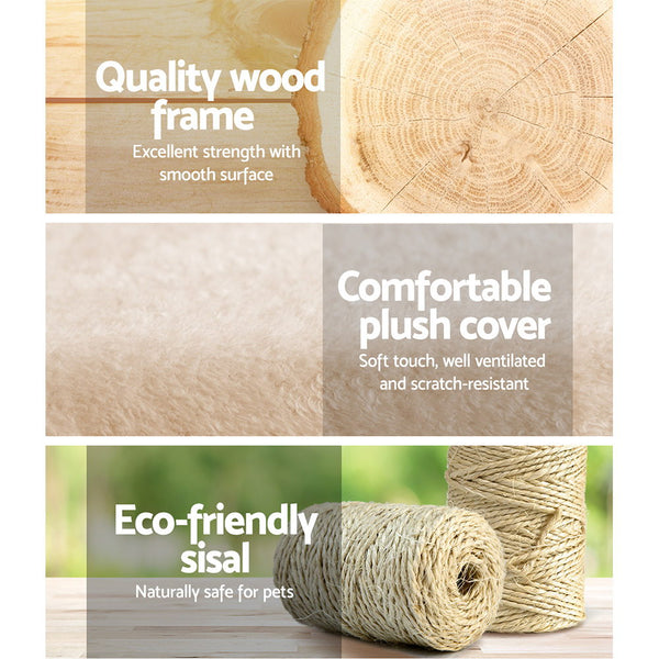 i.Pet Cat Tree 100cm Tower Scratching Post Scratcher Condo House Trees Bed Beige i.Pet