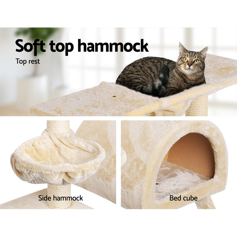 i.Pet Cat Tree 100cm Tower Scratching Post Scratcher Condo House Trees Bed Beige i.Pet