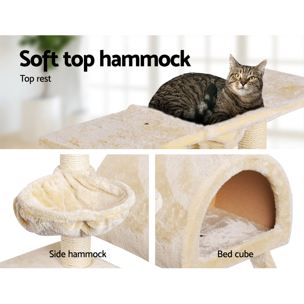 i.Pet Cat Tree 100cm Tower Scratching Post Scratcher Condo House Trees Bed Beige i.Pet