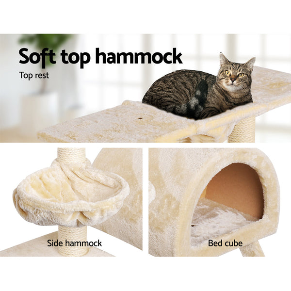 i.Pet Cat Tree 100cm Tower Scratching Post Scratcher Condo House Trees Bed Beige i.Pet