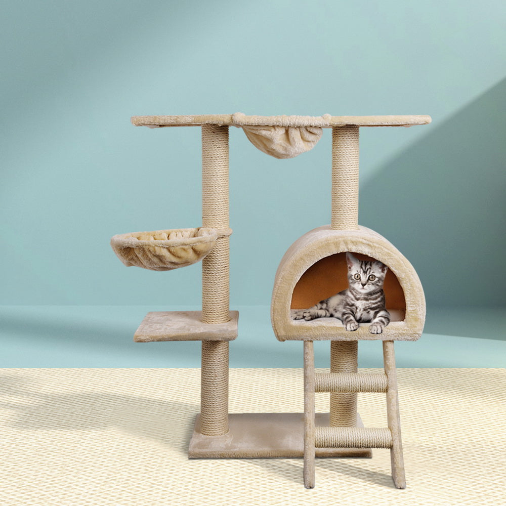 i.Pet Cat Tree 100cm Tower Scratching Post Scratcher Condo House Trees Bed Beige i.Pet