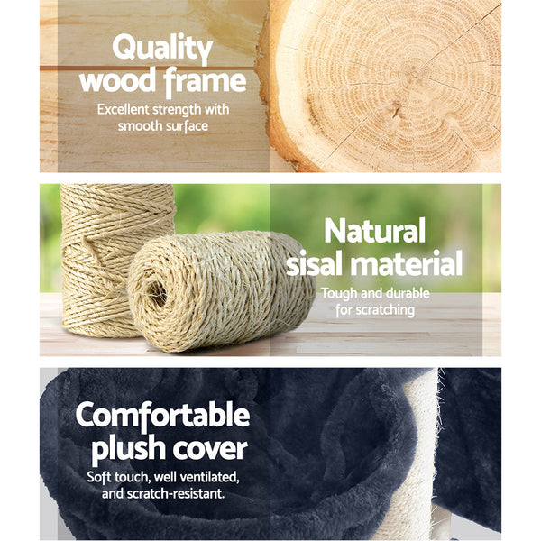 i.Pet Cat Tree 244cm Tower Scratching Post Scratcher Trees Condo House Grey i.Pet