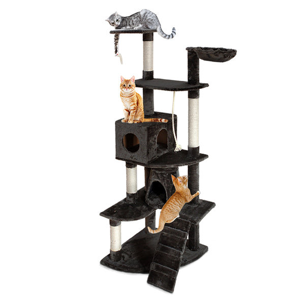 i.Pet Cat Tree 193cm Tower Scratching Post Scratcher Condo House Trees Grey i.Pet