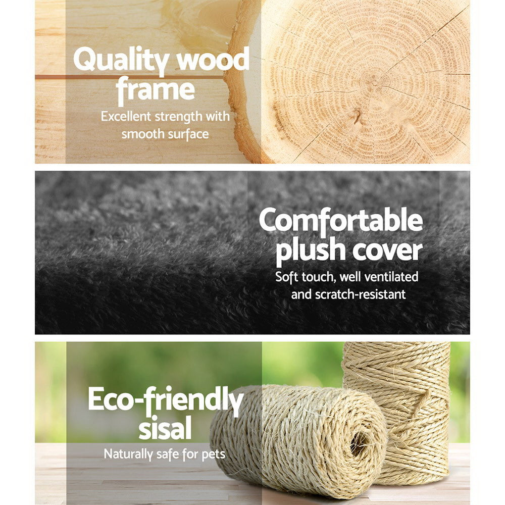 i.Pet Cat Tree 193cm Tower Scratching Post Scratcher Condo House Trees Grey i.Pet