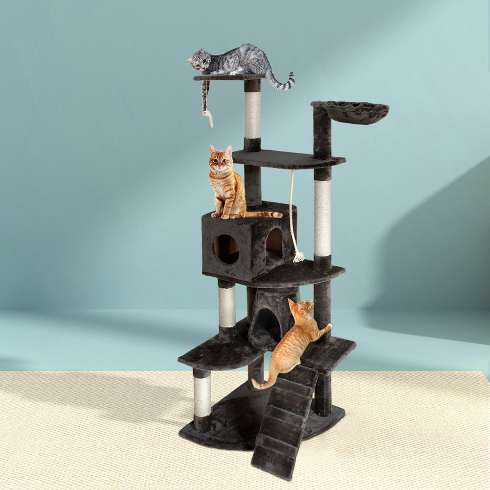 i.Pet Cat Tree 193cm Tower Scratching Post Scratcher Condo House Trees Grey i.Pet
