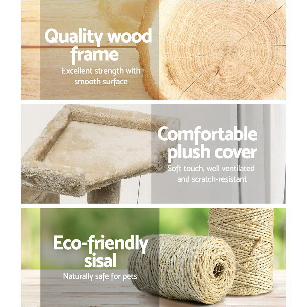 i.Pet Cat Tree 180cm Tower Scratching Post Scratcher Wood Condo House Toys Beige i.Pet