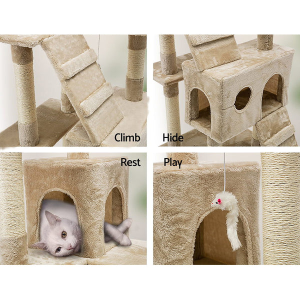 i.Pet Cat Tree 180cm Tower Scratching Post Scratcher Wood Condo House Toys Beige i.Pet