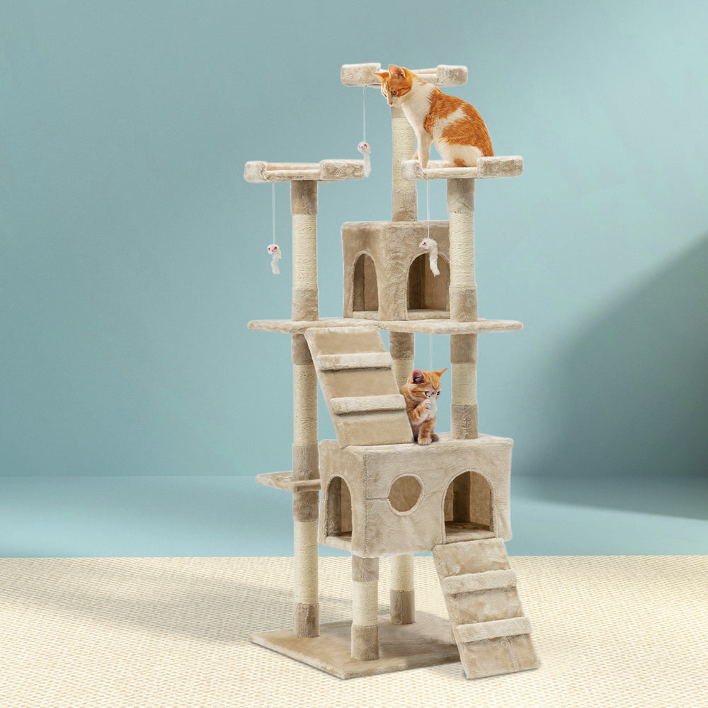 i.Pet Cat Tree 180cm Tower Scratching Post Scratcher Wood Condo House Toys Beige i.Pet