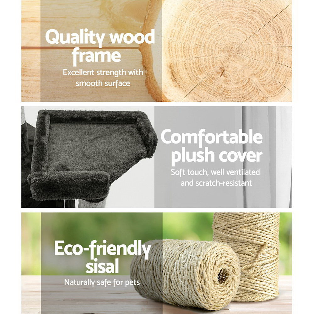 i.Pet Cat Tree 180cm Tower Scratching Post Scratcher Wood Condo House Toys Grey i.Pet