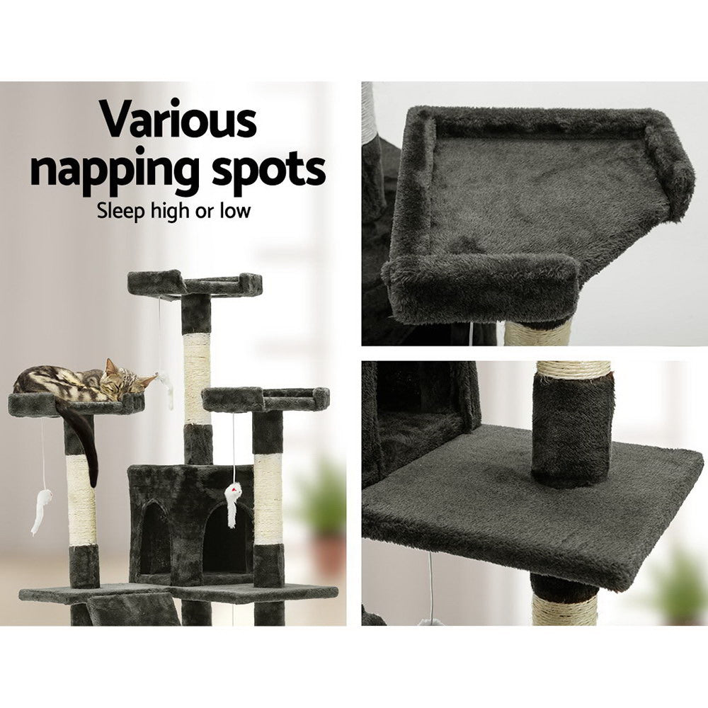 i.Pet Cat Tree 180cm Tower Scratching Post Scratcher Wood Condo House Toys Grey i.Pet