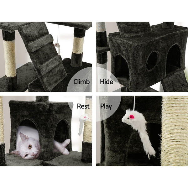 i.Pet Cat Tree 180cm Tower Scratching Post Scratcher Wood Condo House Toys Grey i.Pet