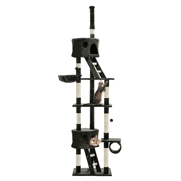 i.Pet Cat Tree 260cm Tower Scratching Post Scratcher Condo House Trees Grey i.Pet