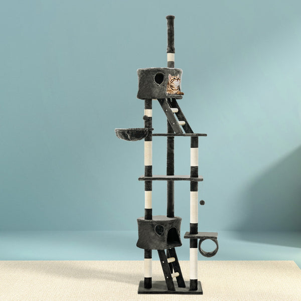 i.Pet Cat Tree 260cm Tower Scratching Post Scratcher Condo House Trees Grey i.Pet