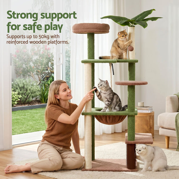 i.Pet Cat Tree Tower 152cm Jungle Multi-Level Scratching Post Leafy Canopy i.Pet