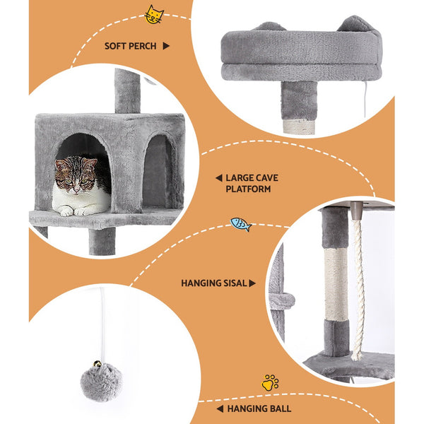 i.Pet Cat Tree Tower Scratching Post Scratcher 161cm Condo House Trees Grey i.Pet