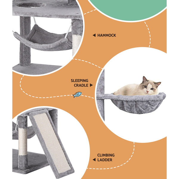 i.Pet Cat Tree Tower Scratching Post Scratcher 161cm Condo House Trees Grey i.Pet