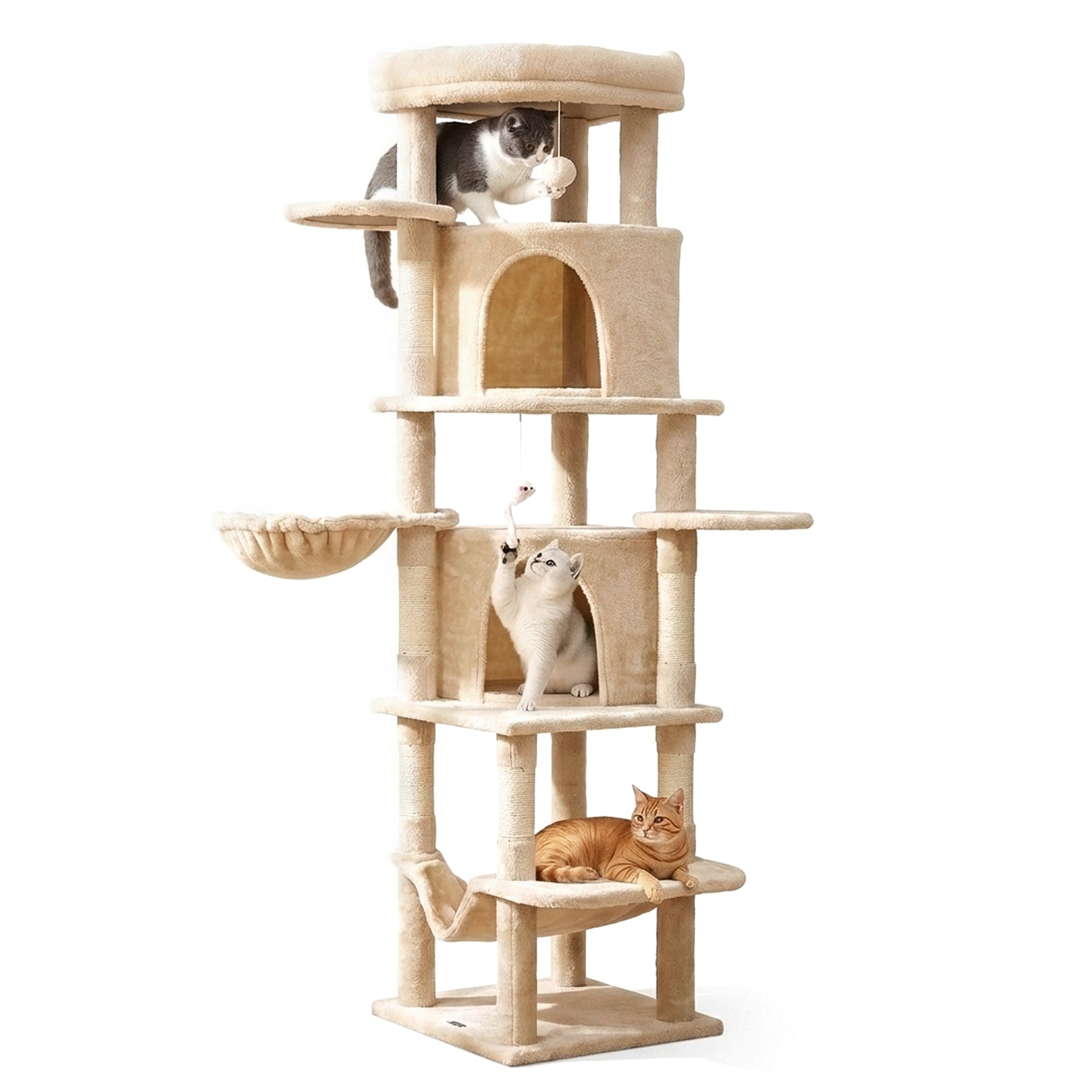i.Pet Cat Tree Tower 167cm Large Scratching Post Furniture Scratcher House Beige Awezingly