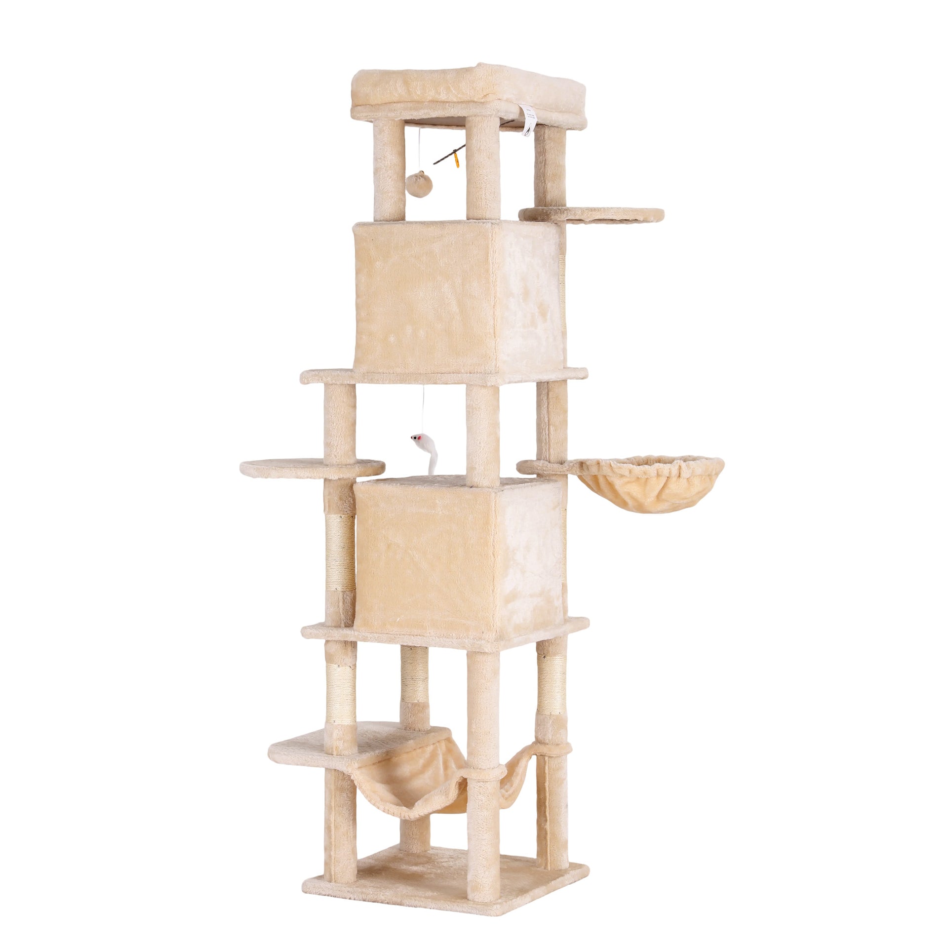 i.Pet Cat Tree Tower 167cm Large Scratching Post Furniture Scratcher House Beige Awezingly