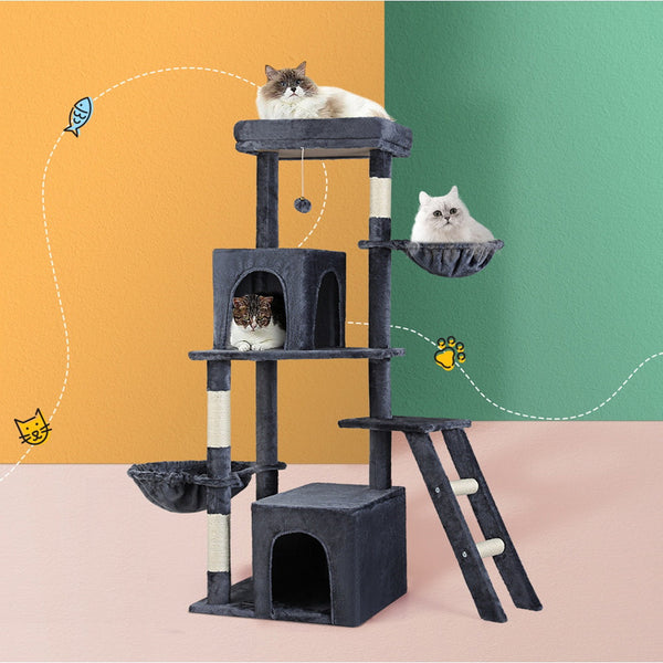 i.Pet Cat Tree Tower Scratching Post Scratcher 138cm Trees Condo House Grey i.Pet