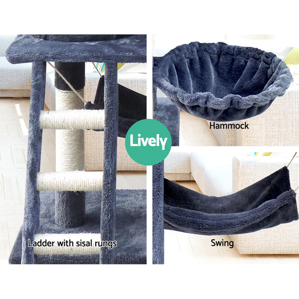 i.Pet Cat Tree 141cm Tower Scratching Post Scratcher Condo Wood House Bed Grey i.Pet