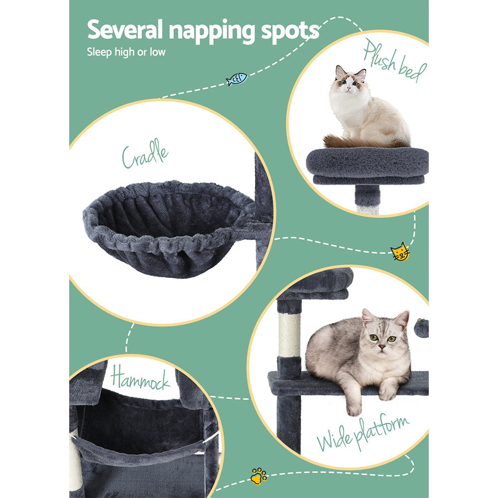 i.Pet Cat Tree 144cm Tower Scratching Post Scratcher Wood Condo Toys House Bed i.Pet
