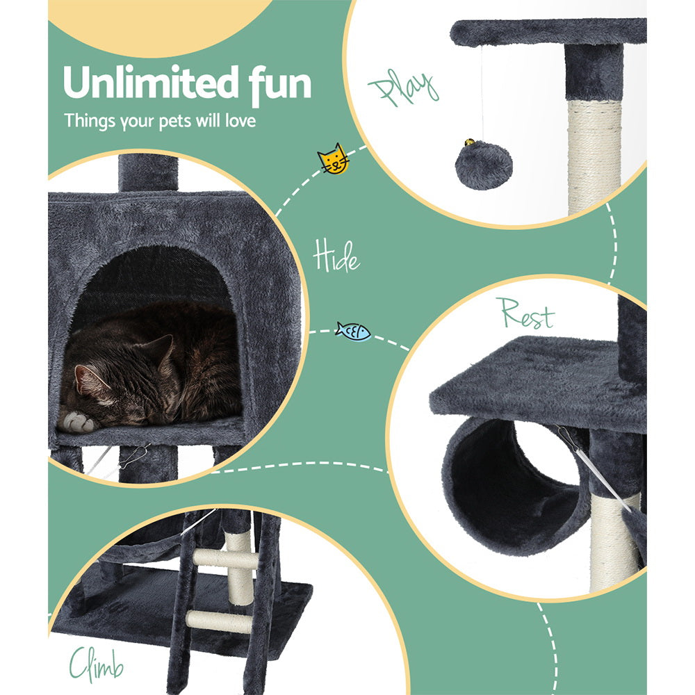 i.Pet Cat Tree 144cm Tower Scratching Post Scratcher Wood Condo Toys House Bed i.Pet